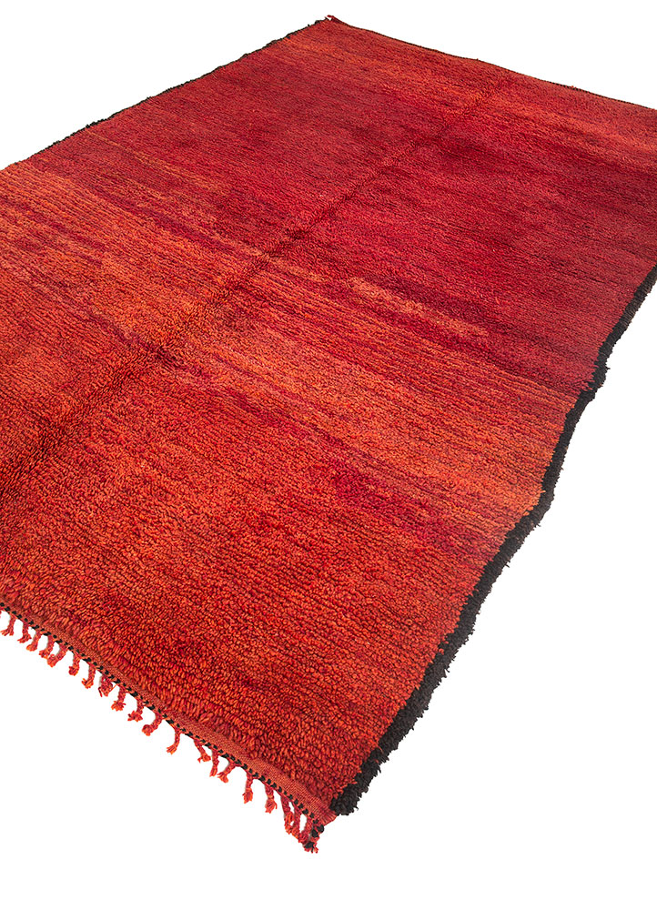 zuri red and orange wool hand knotted Rug - FloorShot