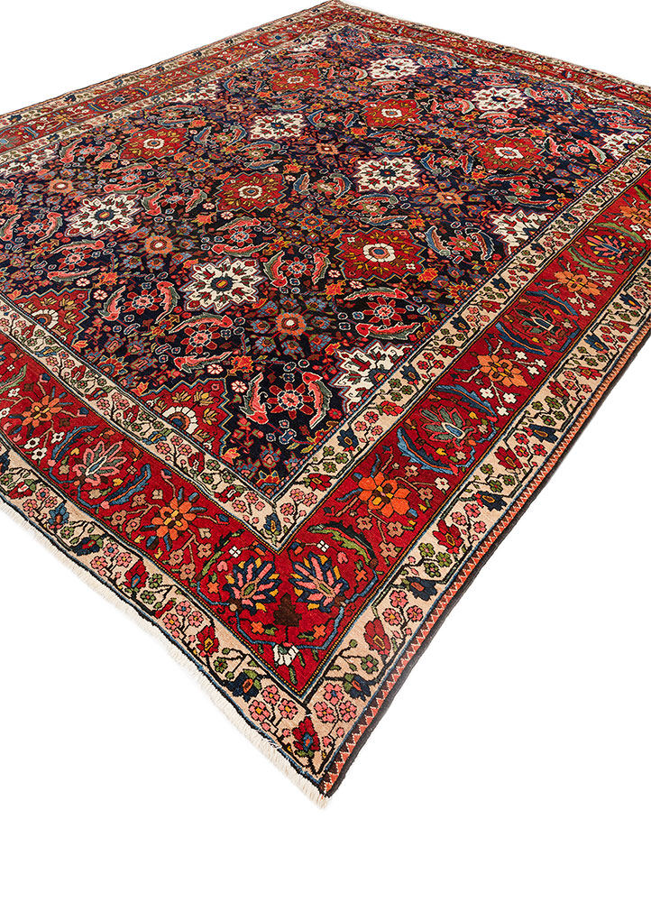 aalam blue wool hand knotted Rug - FloorShot