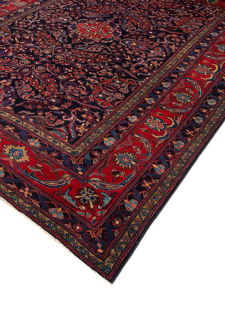 aalam blue wool hand knotted Rug - FloorShot