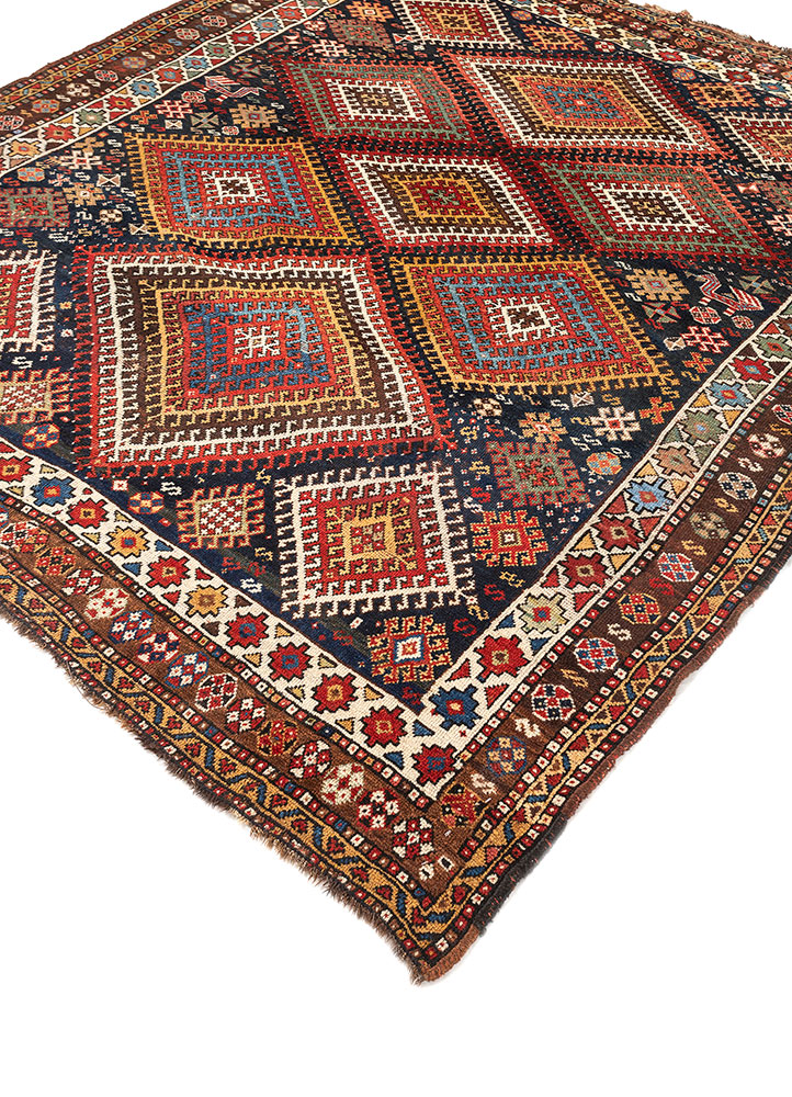 kiaan red and orange wool hand knotted Rug - FloorShot