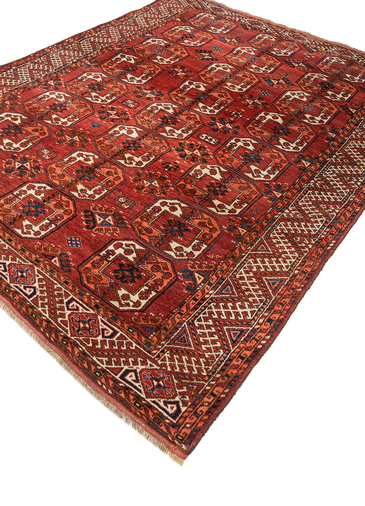 kiaan red and orange wool hand knotted Rug - FloorShot