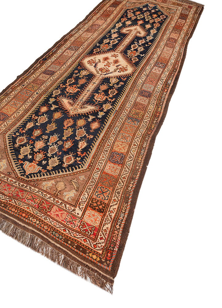 aalam blue wool hand knotted Rug - FloorShot
