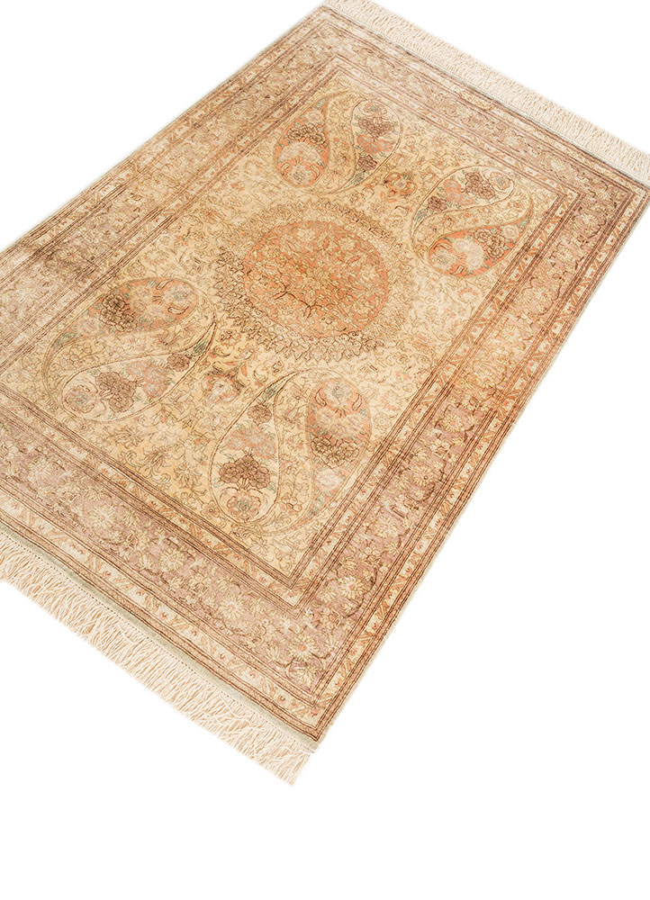 gulmarg red and orange silk hand knotted Rug - FloorShot