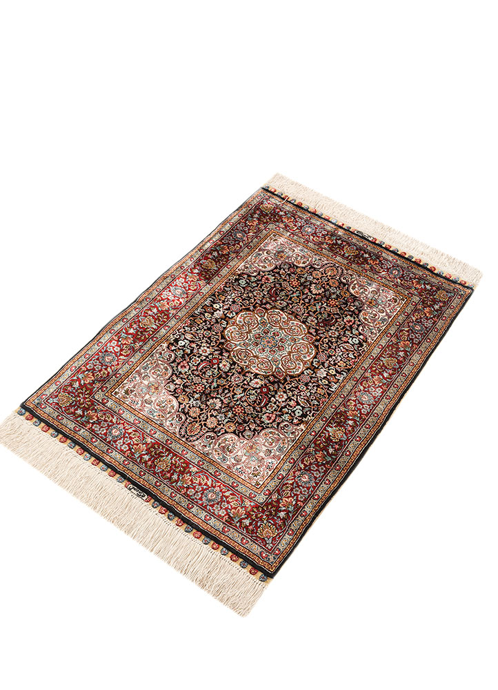 gulmarg blue silk hand knotted Rug - FloorShot