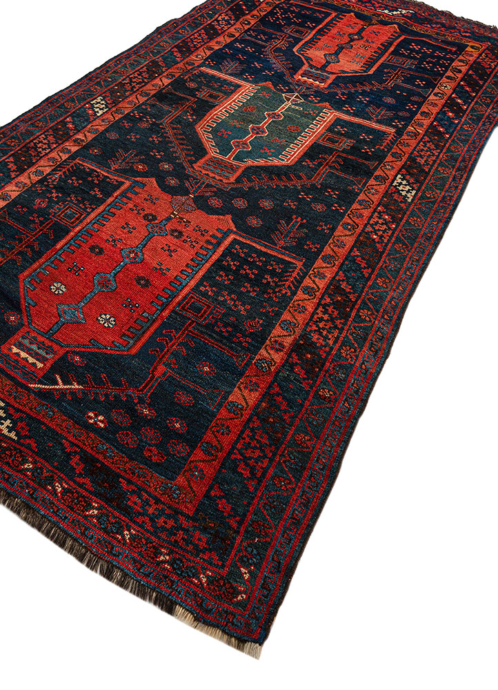 kiaan blue wool hand knotted Rug - FloorShot