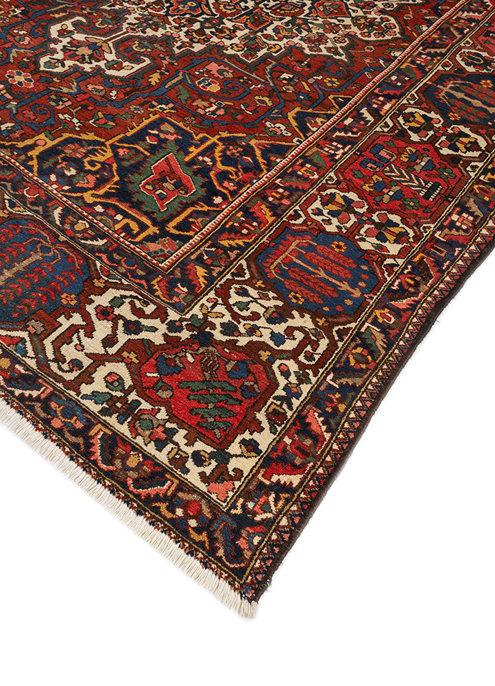 aalam red and orange wool hand knotted Rug - FloorShot