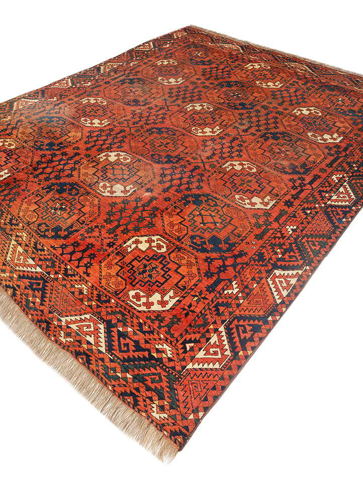 kiaan red and orange wool hand knotted Rug - FloorShot