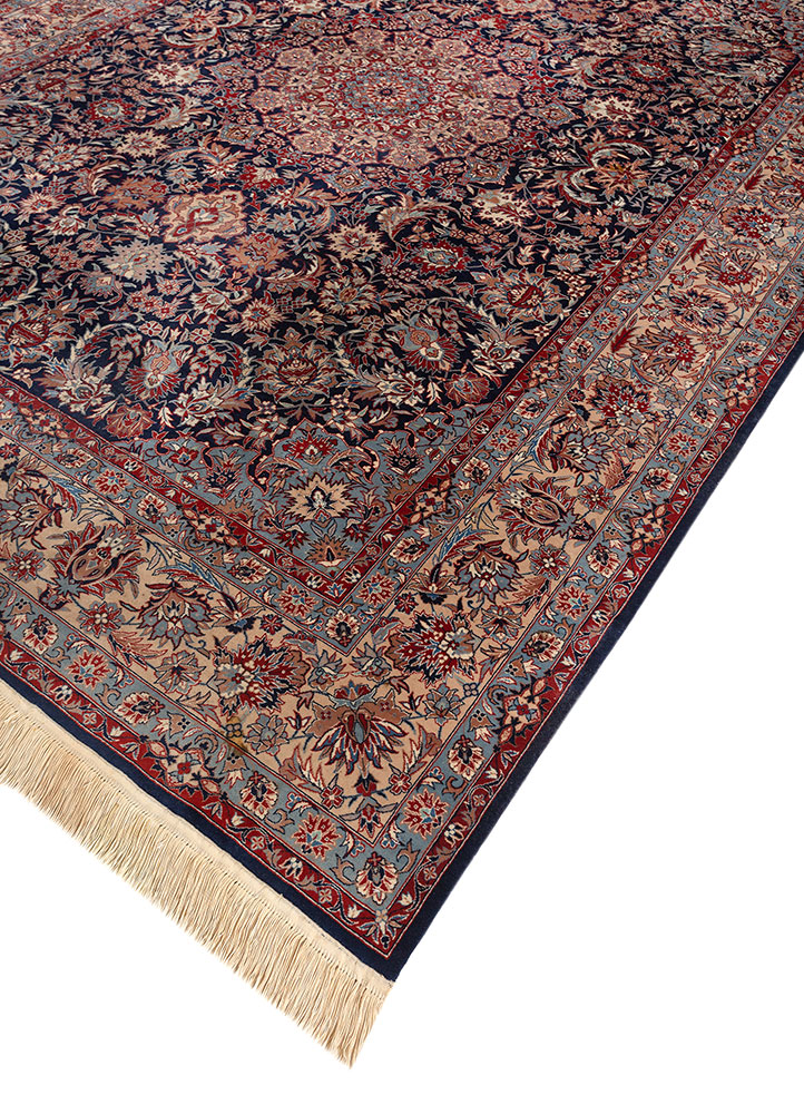 aalam blue wool hand knotted Rug - FloorShot