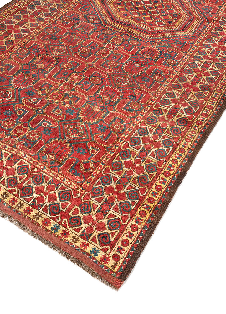 kiaan red and orange wool hand knotted Rug - FloorShot