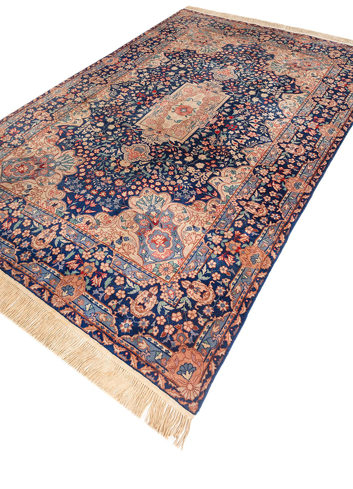 aalam blue wool hand knotted Rug - FloorShot