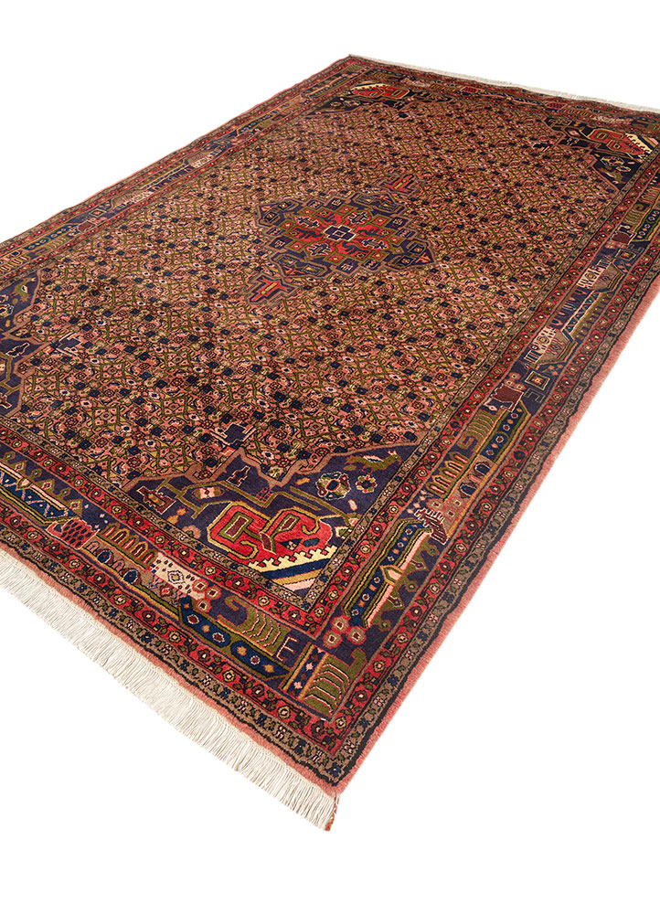 aalam red and orange wool hand knotted Rug - FloorShot