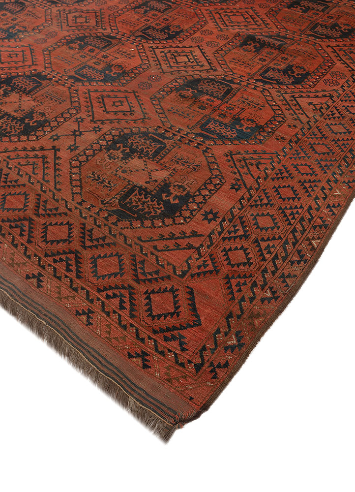 kiaan red and orange wool hand knotted Rug - FloorShot