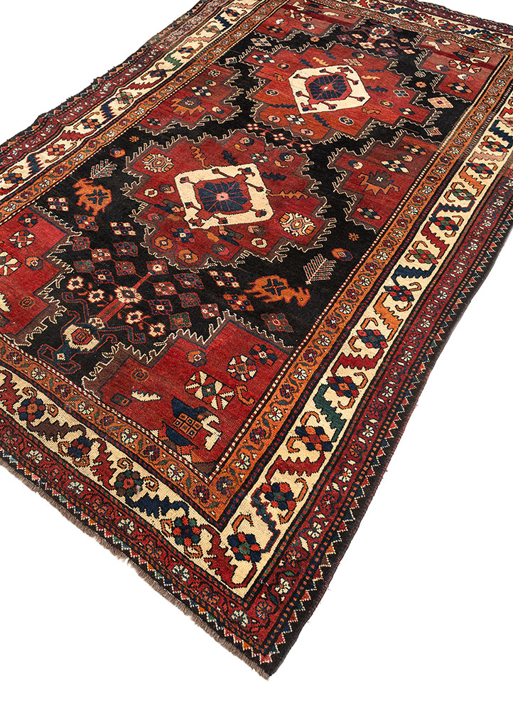 kiaan red and orange wool hand knotted Rug - FloorShot