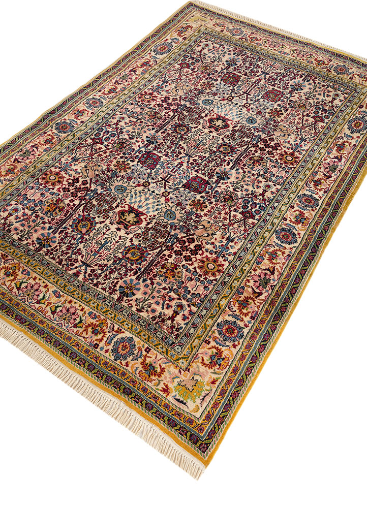 aalam ivory wool hand knotted Rug - FloorShot