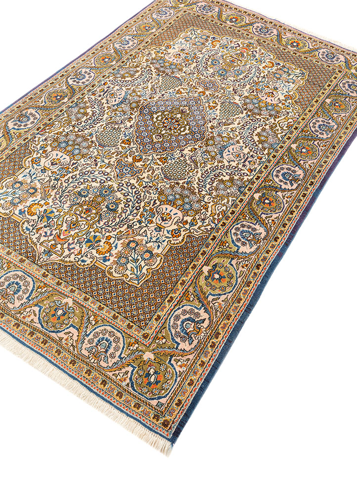 aalam ivory wool hand knotted Rug - FloorShot