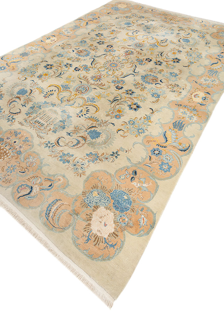 aalam blue wool hand knotted Rug - FloorShot