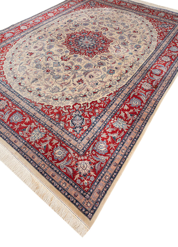 aalam red and orange wool hand knotted Rug - FloorShot