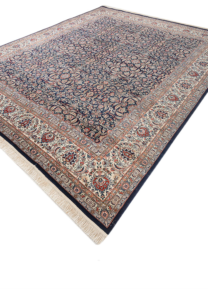 aalam grey and black wool hand knotted Rug - FloorShot