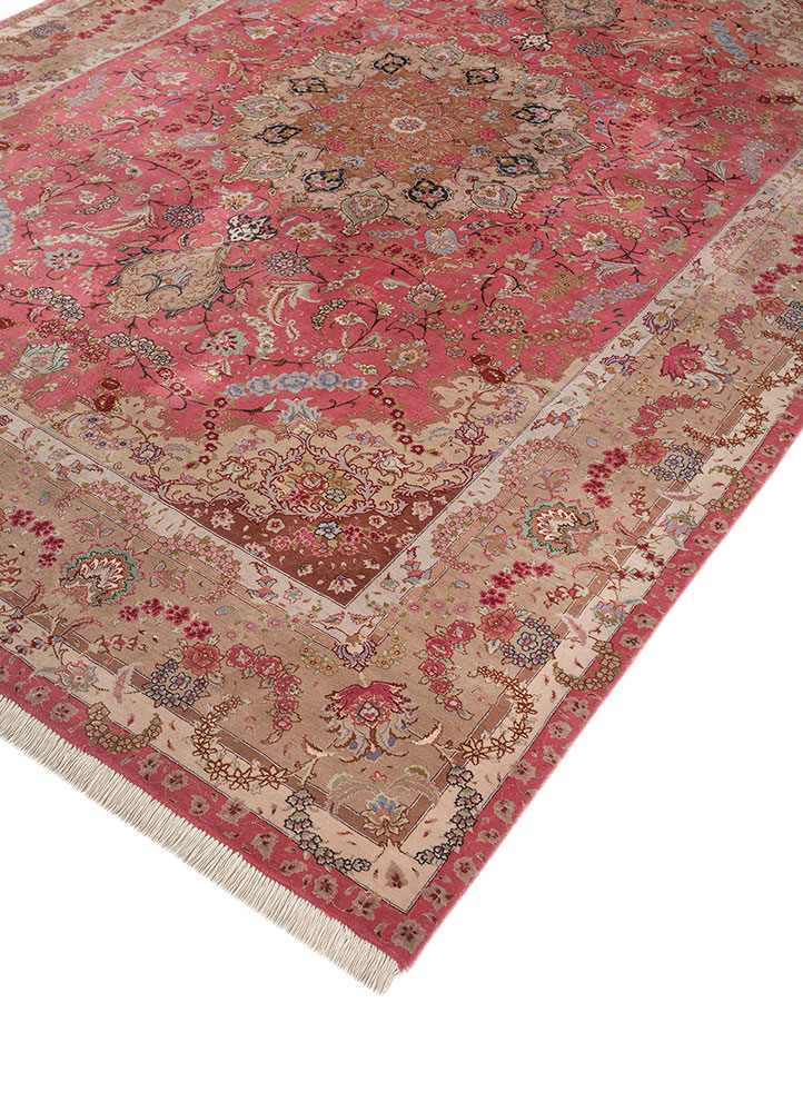 aalam red and orange wool hand knotted Rug - FloorShot