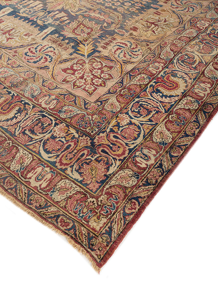 aalam blue wool hand knotted Rug - FloorShot