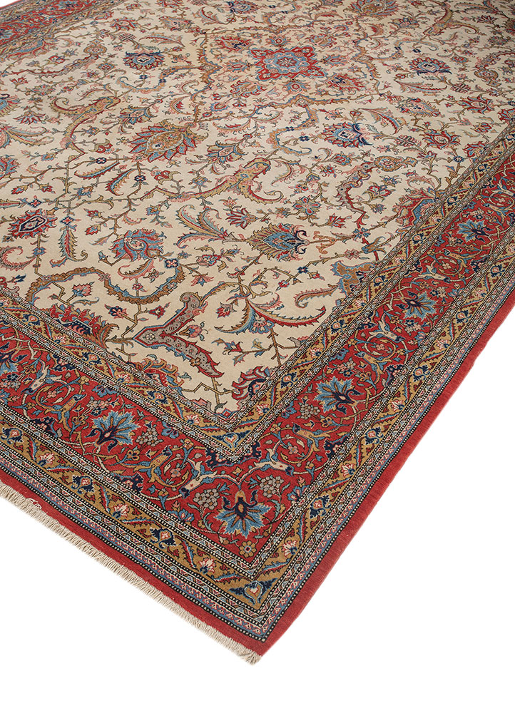 aalam ivory wool hand knotted Rug - FloorShot