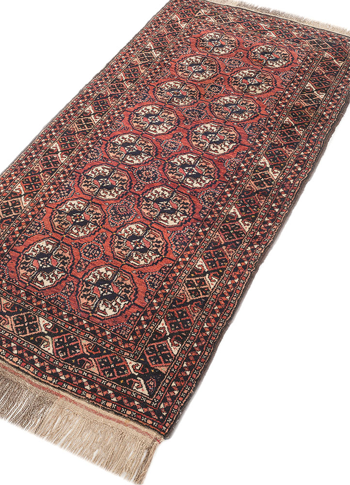 kiaan red and orange wool hand knotted Rug - FloorShot