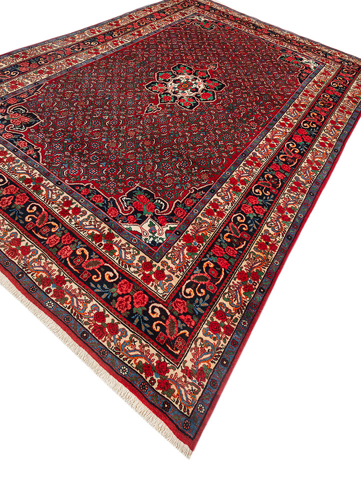 aalam red and orange wool hand knotted Rug - FloorShot