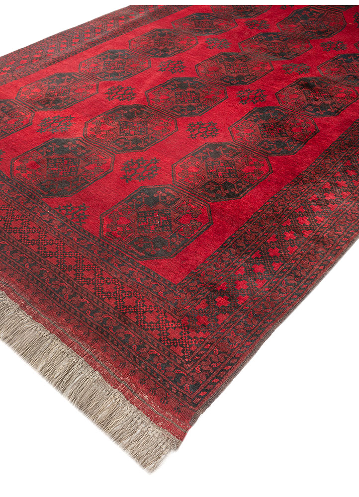 kiaan red and orange wool hand knotted Rug - FloorShot