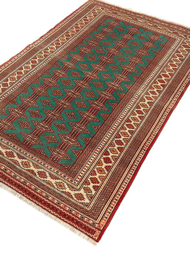aalam green wool flat weaves Rug - FloorShot