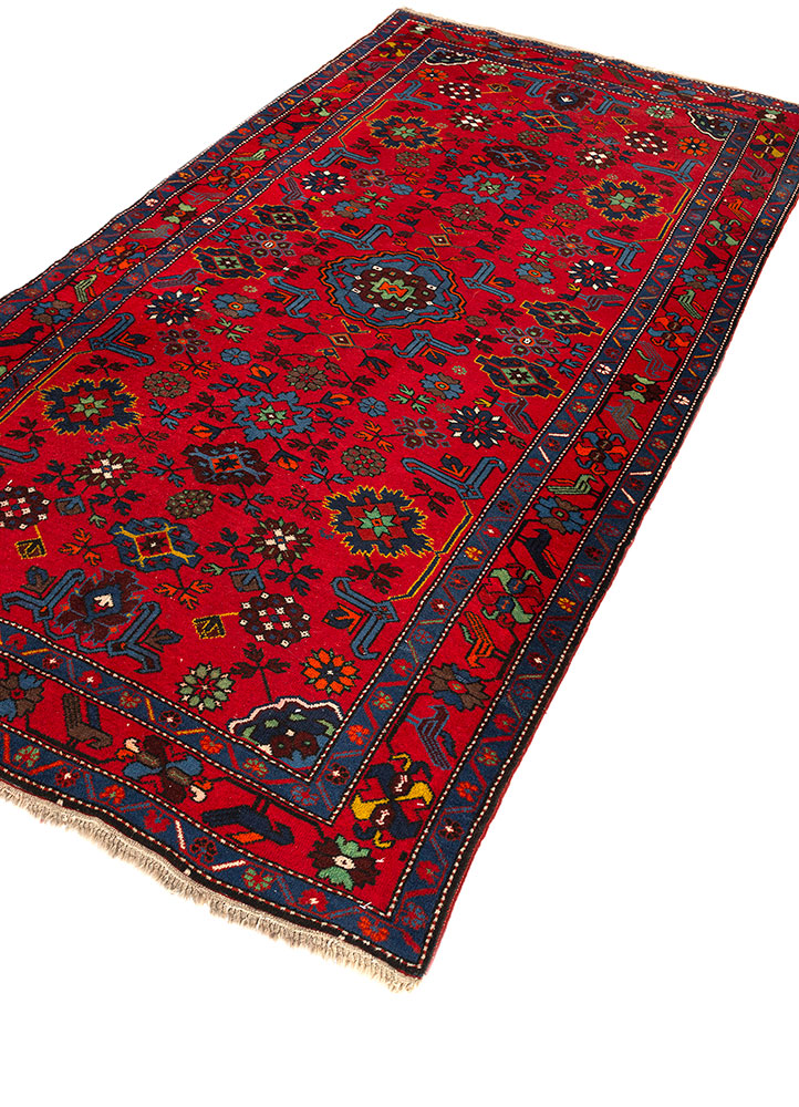 aalam red and orange wool flat weaves Rug - FloorShot