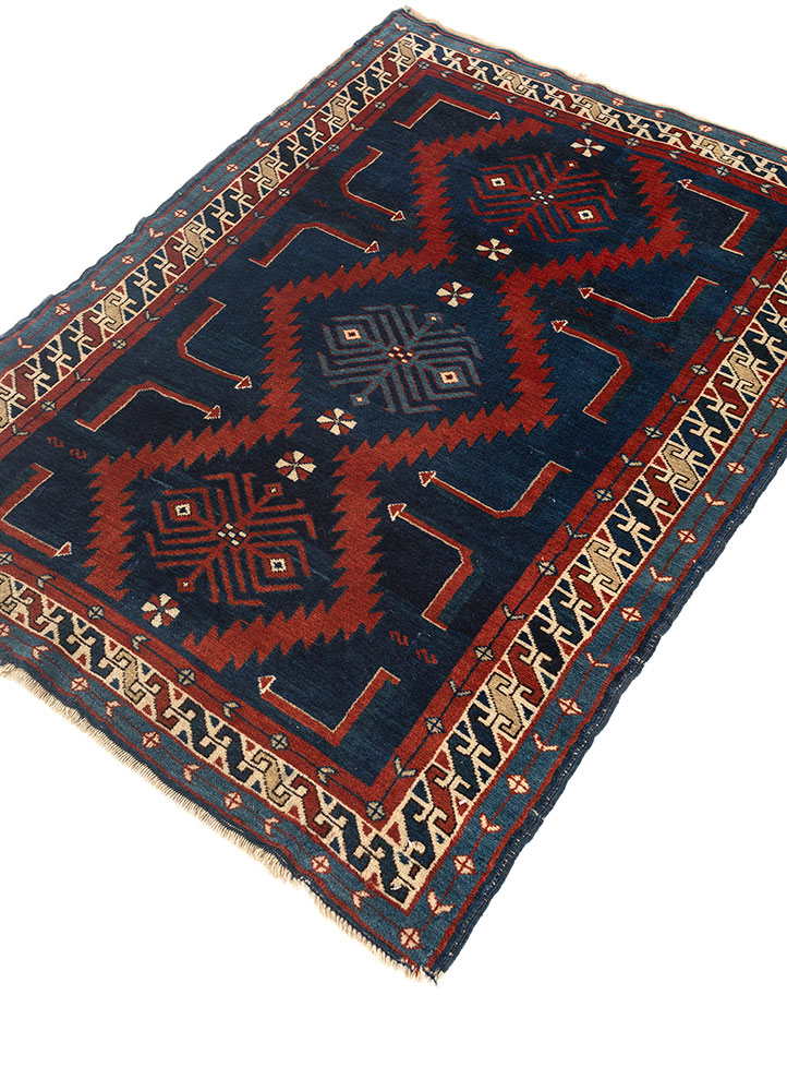 kiaan blue wool hand knotted Rug - FloorShot
