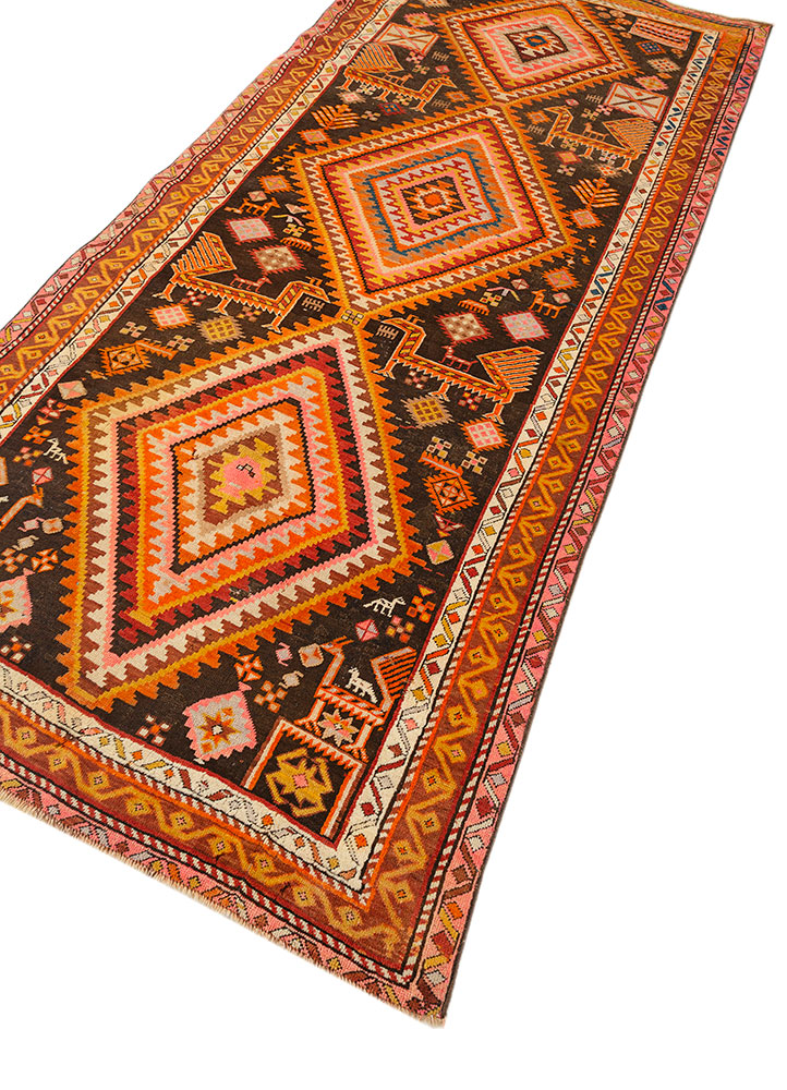aalam grey and black wool flat weaves Rug - FloorShot