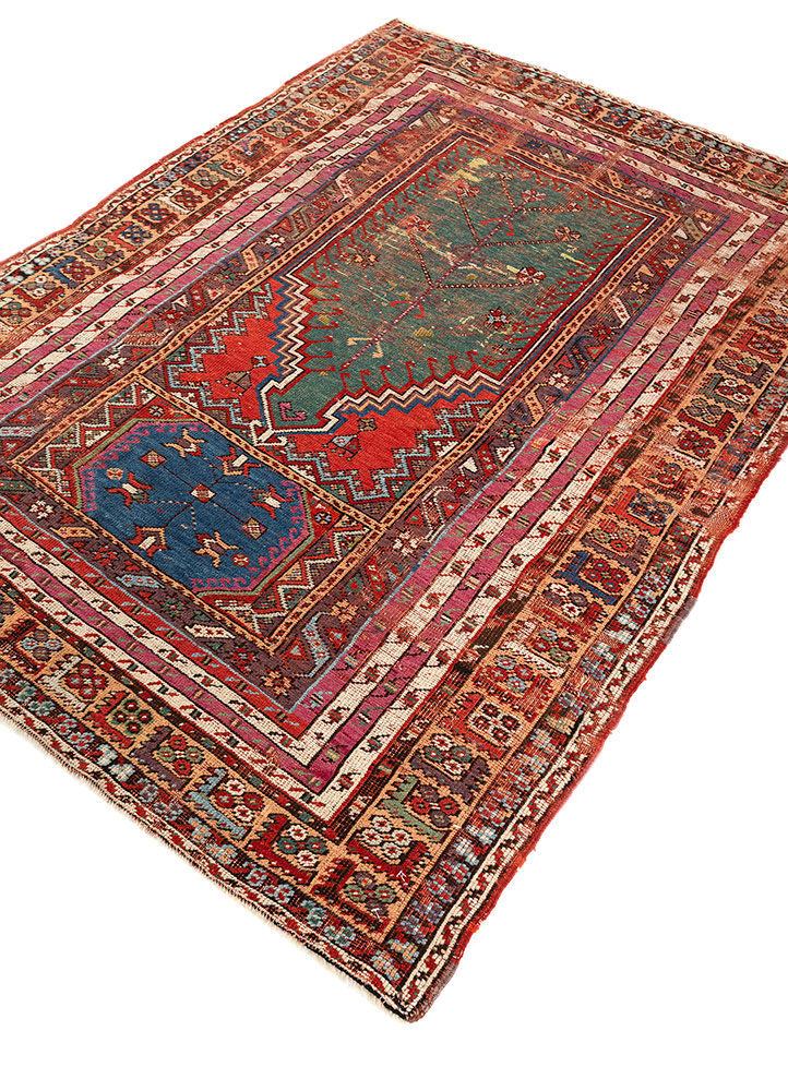 nayaab red and orange wool flat weaves Rug - FloorShot