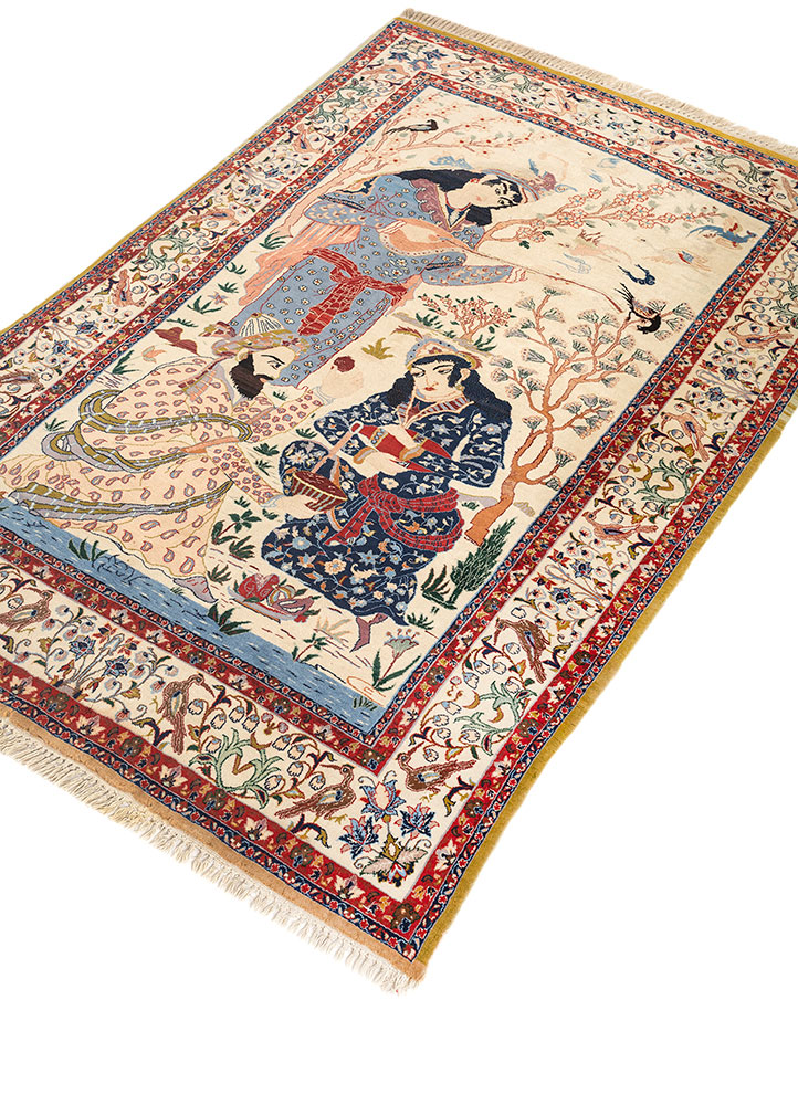 aalam red and orange wool hand knotted Rug - FloorShot