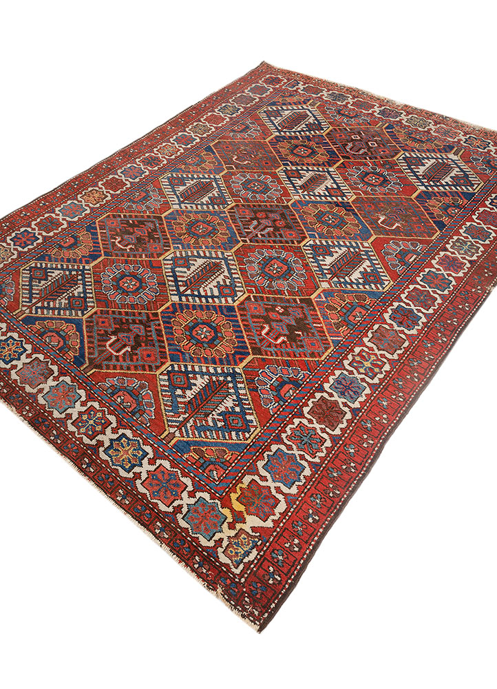 kiaan red and orange wool hand knotted Rug - FloorShot