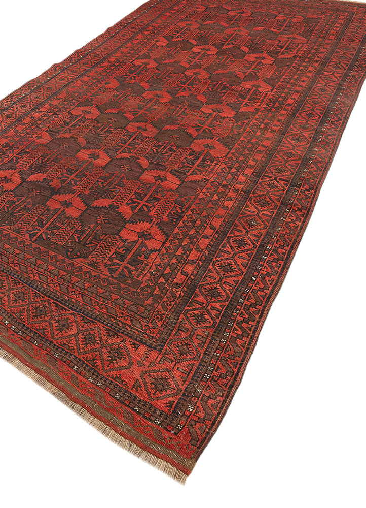 aalam red and orange wool flat weaves Rug - FloorShot