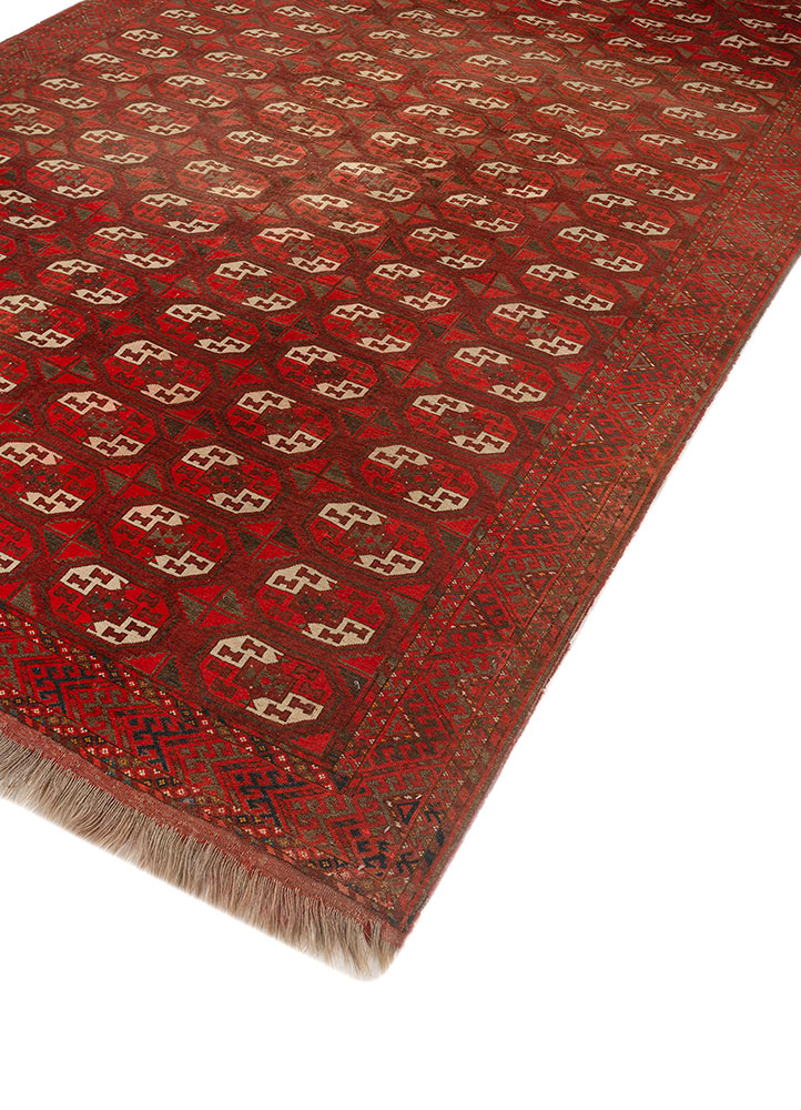 aalam red and orange wool flat weaves Rug - FloorShot