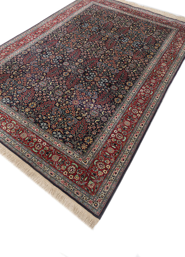 aalam blue wool hand knotted Rug - FloorShot