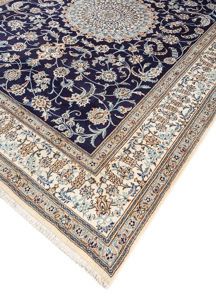 aalam blue wool hand knotted Rug - FloorShot