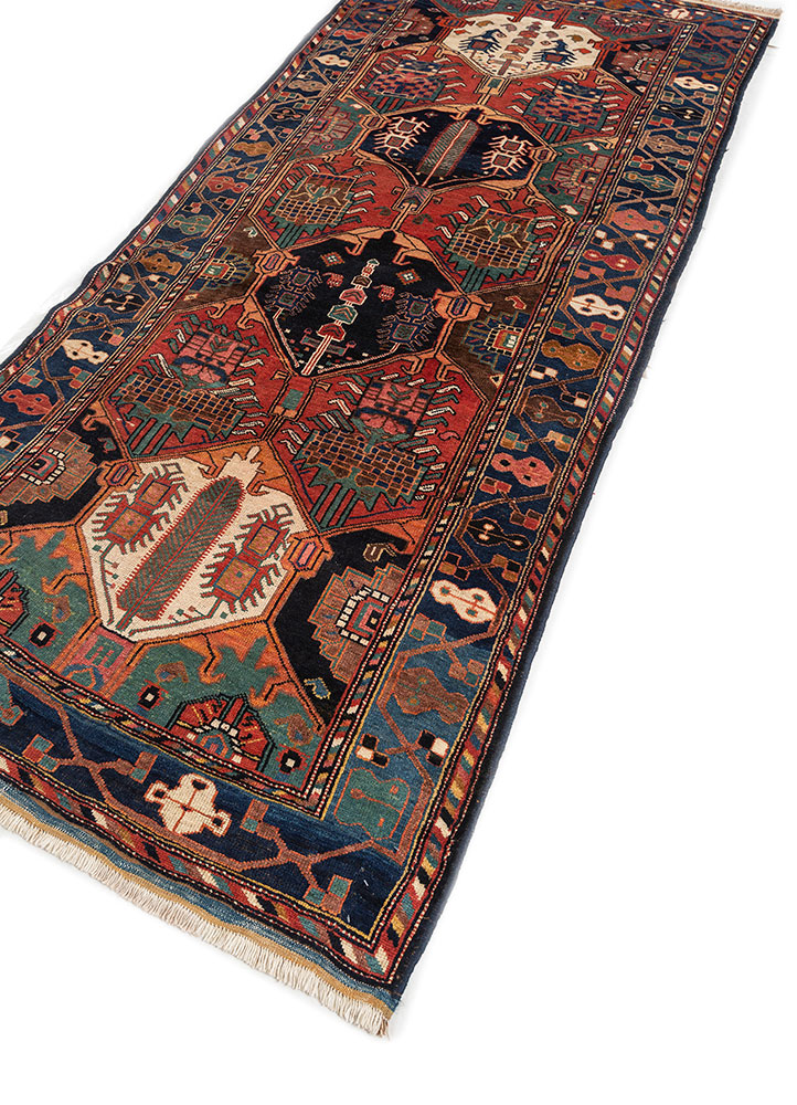 kiaan red and orange wool hand knotted Rug - FloorShot