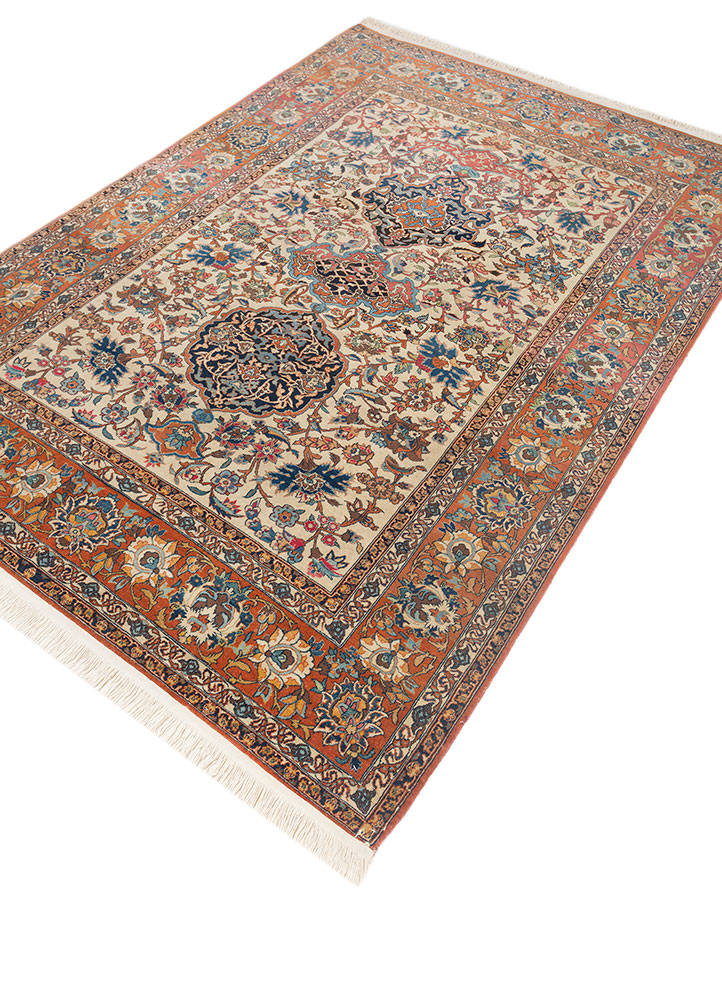aalam ivory wool hand knotted Rug - FloorShot
