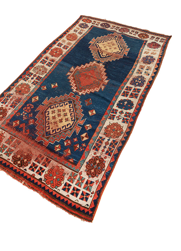 kiaan blue wool hand knotted Rug - FloorShot
