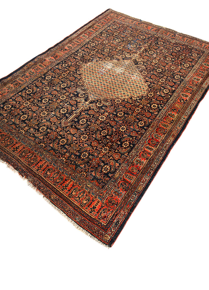 aalam blue wool hand knotted Rug - FloorShot