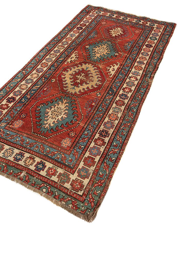 kiaan red and orange wool hand knotted Rug - FloorShot