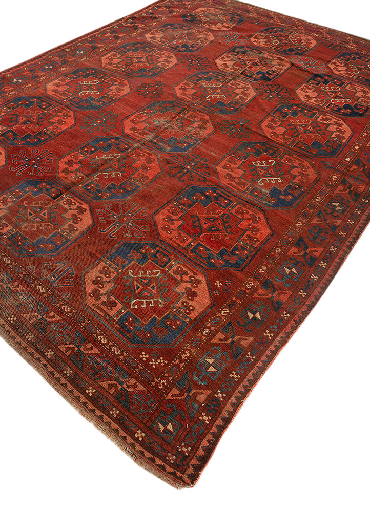 kiaan red and orange wool hand knotted Rug - FloorShot