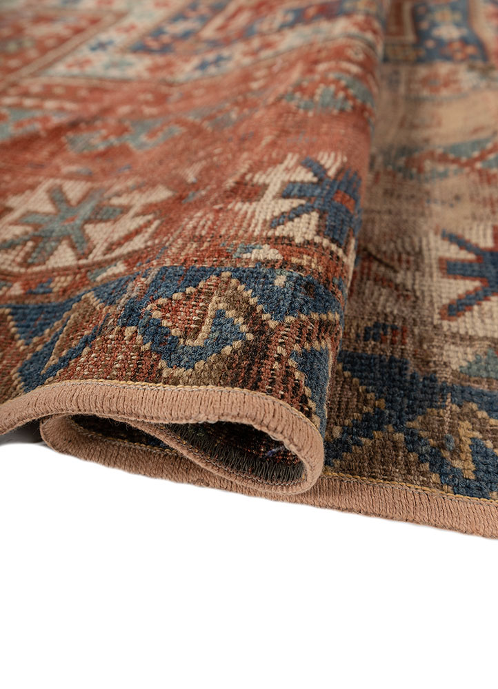 kiaan red and orange wool hand knotted Rug - FloorShot