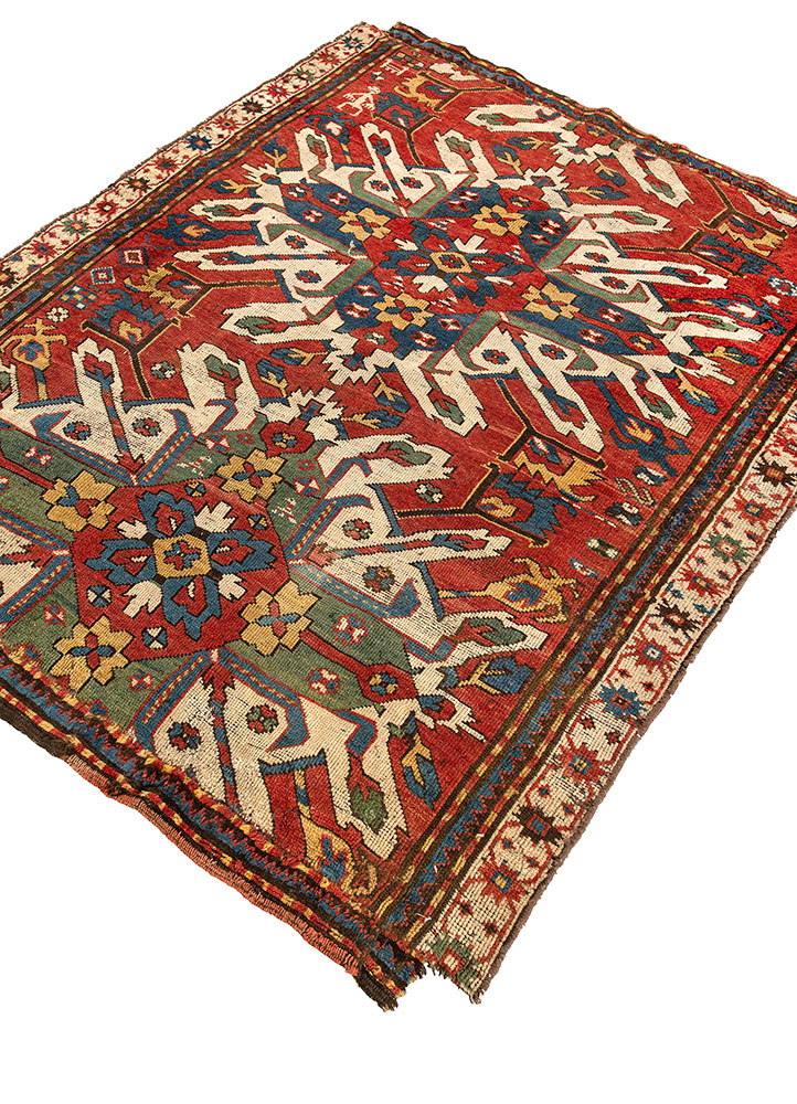 kiaan red and orange wool hand knotted Rug - FloorShot