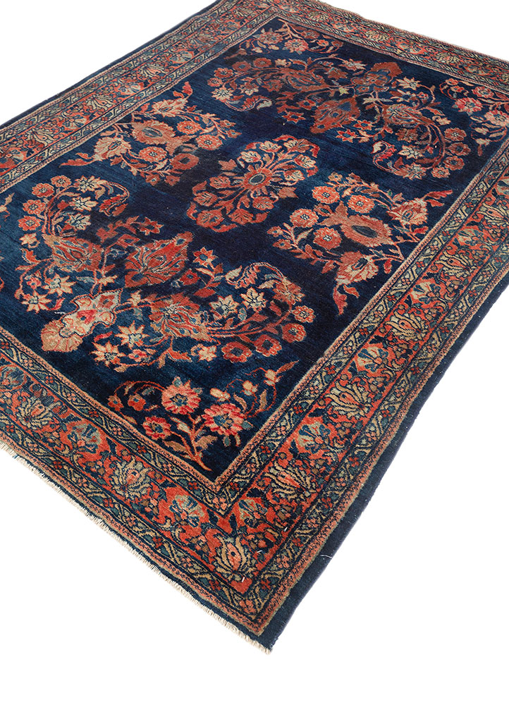 aalam blue wool hand knotted Rug - FloorShot