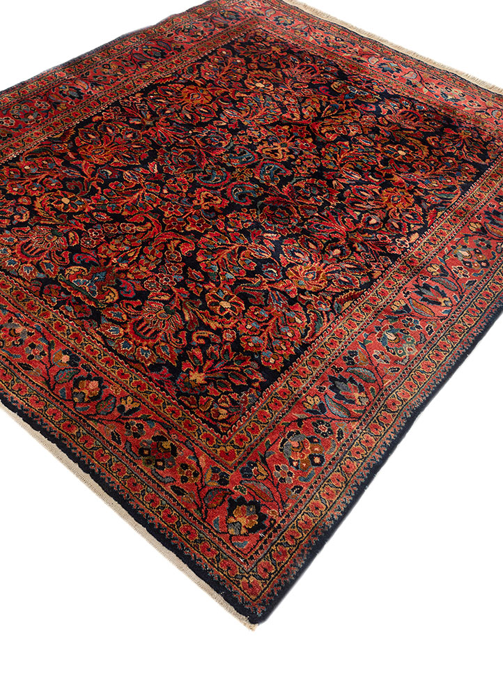 aalam blue wool hand knotted Rug - FloorShot