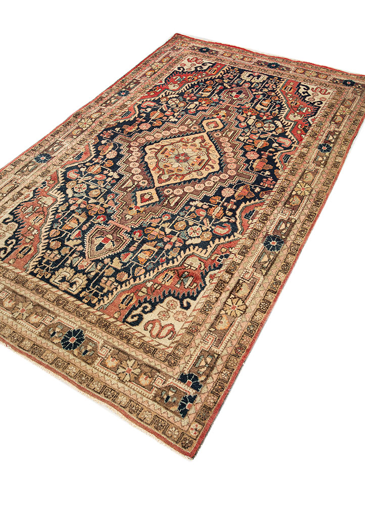 aalam pink and purple wool hand knotted Rug - FloorShot